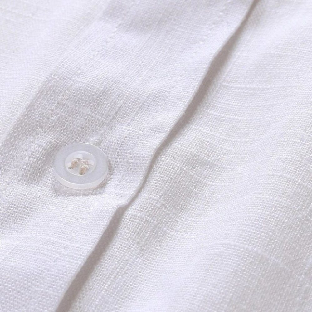 Casual White Men's Button Up Shirt - Picture 5 of 6